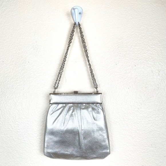 Mardane Handbags - Vintage 1960's Silver Metallic Evening Bag Chain Prom Fairy Whimsigoth Glam